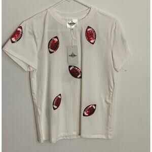 Belle Cher Red Matte Football Sequin Shirt NWT size small